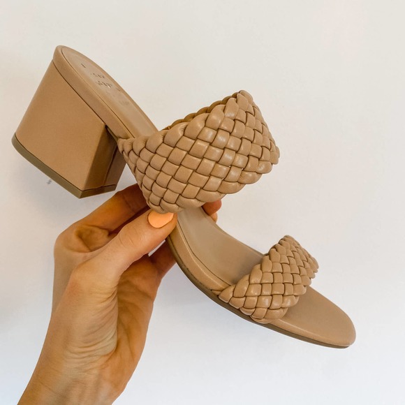 a new day Shoes - Quilted Padded Beige Block Heel Mules